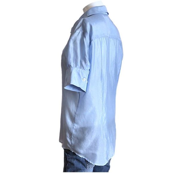 Vintageโ90โs DOLCE & GABBANA White Label Baby Blue Button Down Blouse - Picture 3 of 14